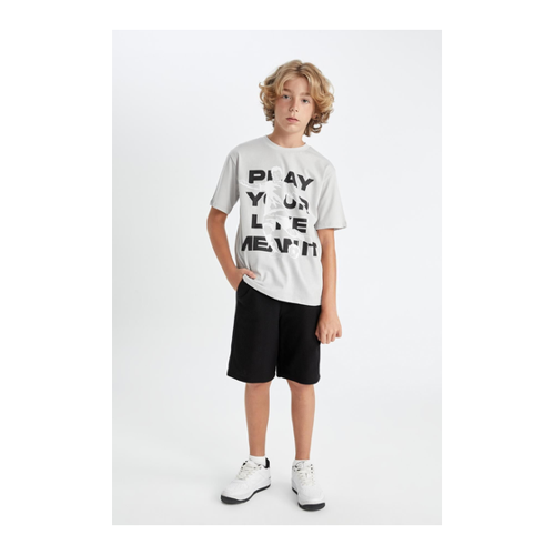 Bild von DeFacto Bedrucktes Kurzarm-T-Shirt und Shorts Set für Jungen – 11–12 Jahre