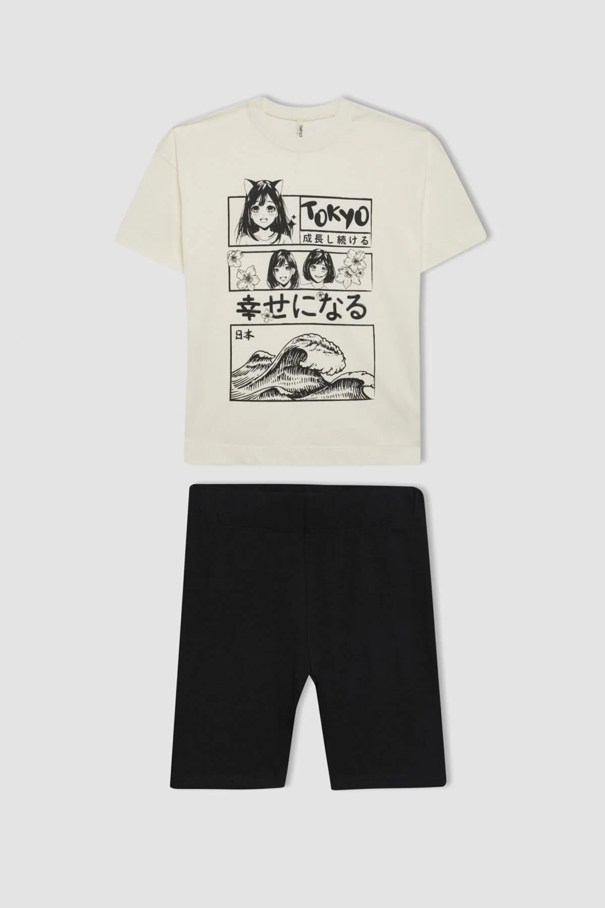 Bild von DeFacto 2-teiliges Set Für Mädchen, Bedruckt, Kurzärmlig, T-shirt, Leggings, Rundhalsausschnitt, D2956a824hs für Damen - 8–9 Jahre