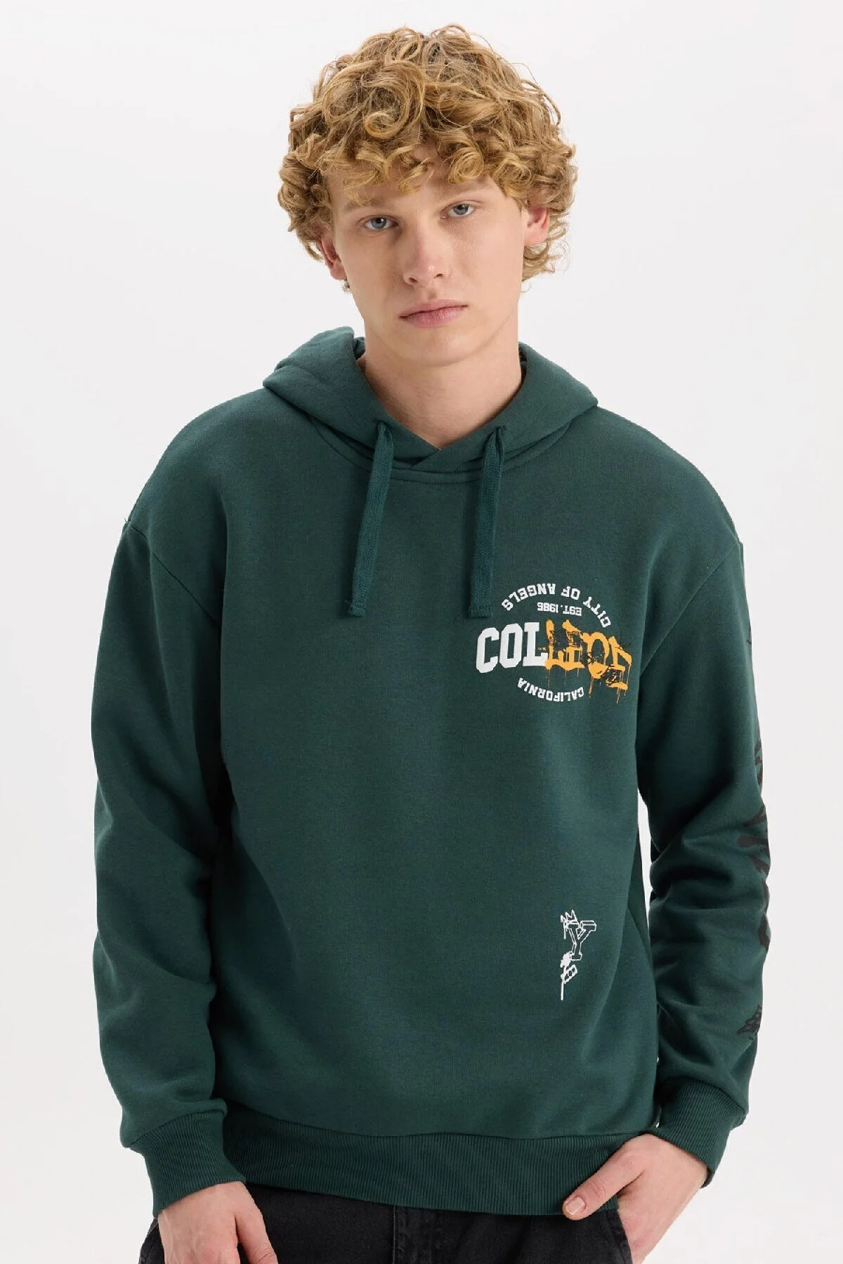 Bild von DeFacto Boxy Fit Bedrucktes Sweatshirt Mit Kapuze für Herren - 2XL