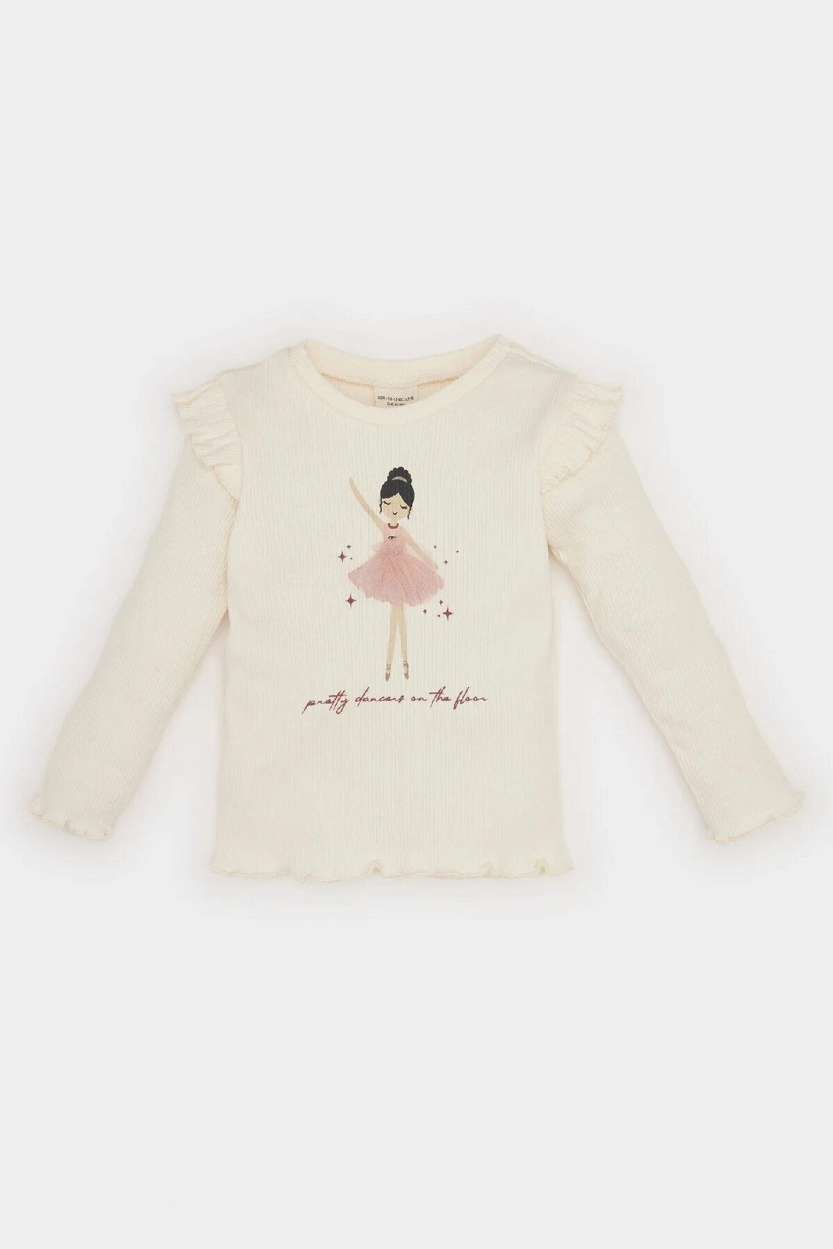 Bild von DeFacto Baby-mädchen-t-shirt Mit Rundhalsausschnitt, Ballerina-aufdruck, Gerippt, Langärmelig, für Damen - 9–12 Monate