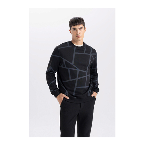 Bild von DeFacto Modernes, Gemustertes Sweatshirt Mit Rundhalsausschnitt A7824ax24au für Herren - XS
