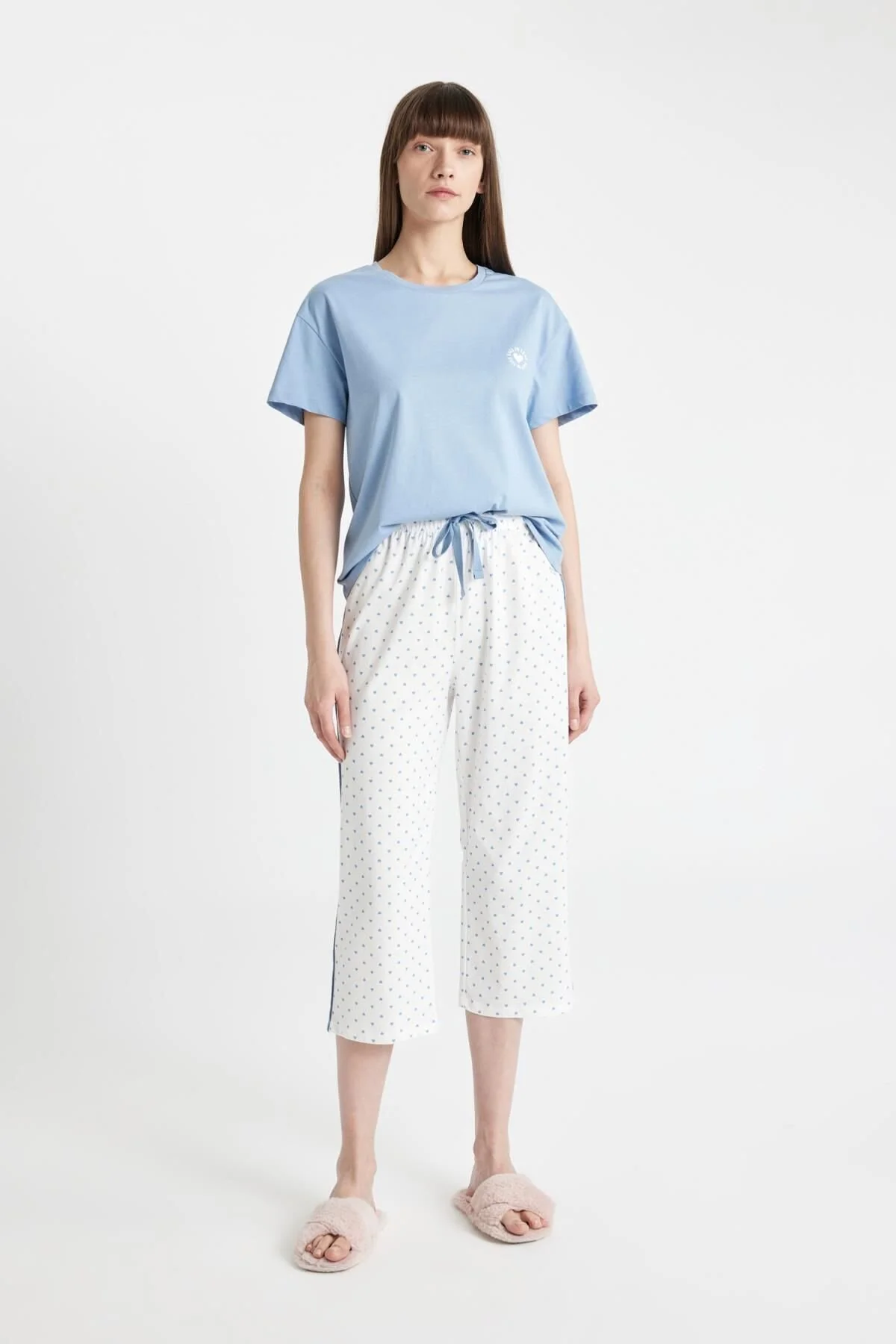 Bild von DeFacto Be In Love – Bedrucktes Pyjama-set Mit Kurzen Ärmeln – für Damen - 2XL