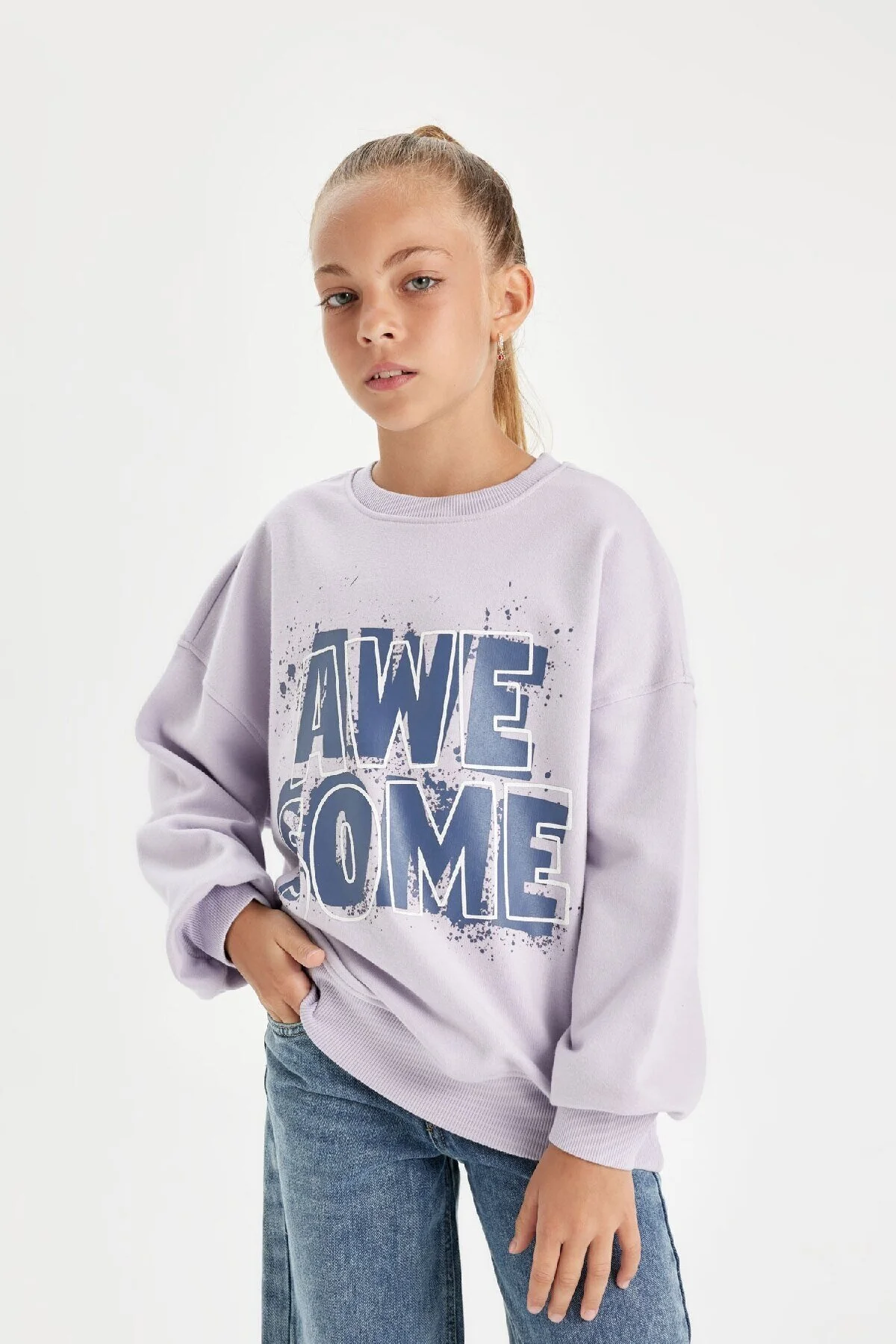 Bild von DeFacto Übergroßes, Breites, Bedrucktes Sweatshirt Mit Rundhalsausschnitt Für Mädchen D2880a824wn für Damen - 13–14 Jahre