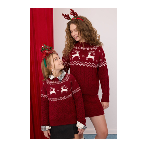 Bild von DeFacto Strickpullover mit Rundhalsausschnitt und Neujahrsmotiv für Damen - L
