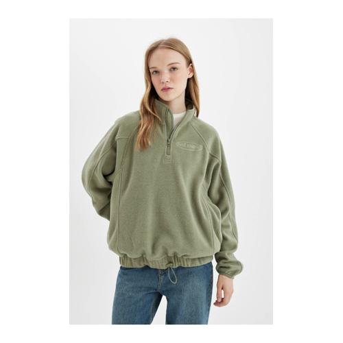 Bild von DeFacto Bedrucktes Polarsweatshirt mit Stehkragen für Damen