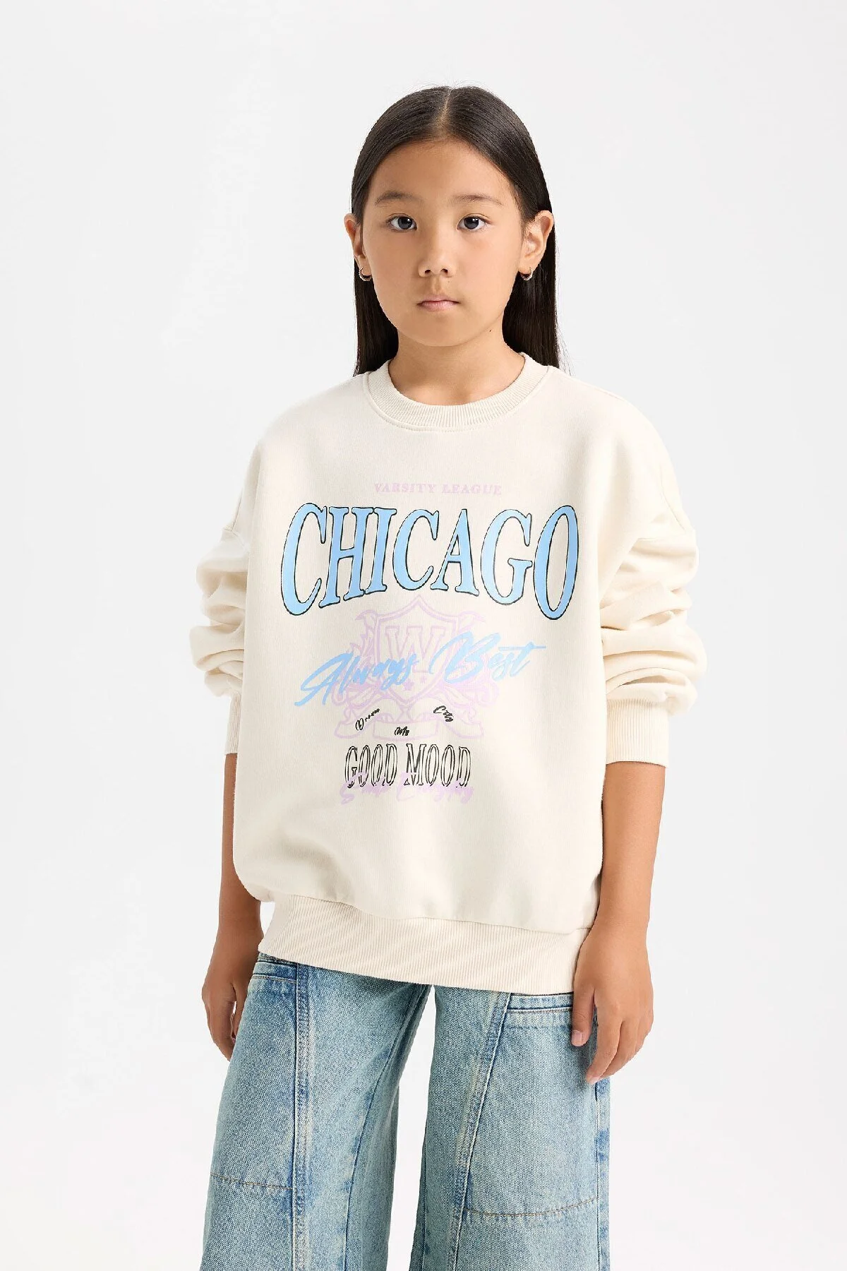 Bild von DeFacto Bedrucktes Relax-fit-sweatshirt Mit Rundhalsausschnitt Für Mädchen für Damen - 13–14 Jahre