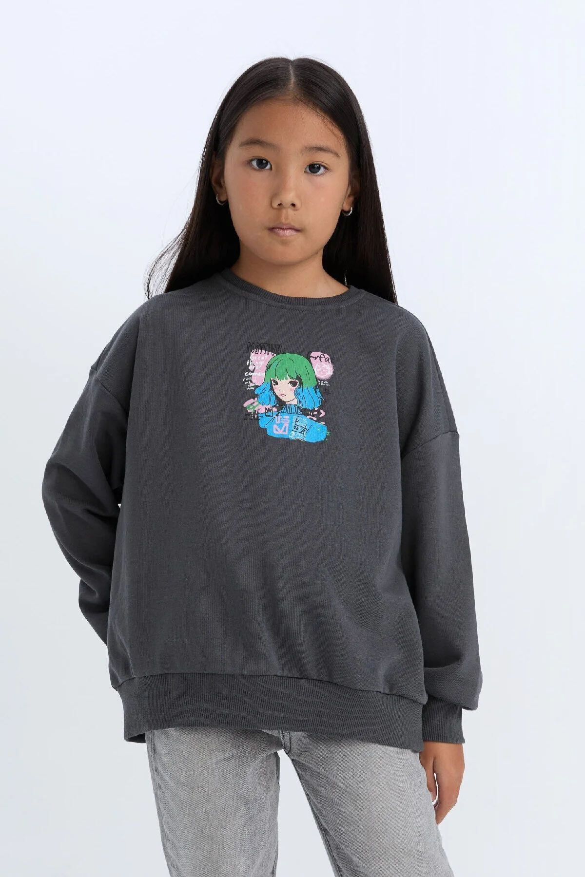 Bild von DeFacto Relax-fit-sweatshirt Für Mädchen Mit Rundhalsausschnitt D6495a8ns für Damen - 7–8 Jahre