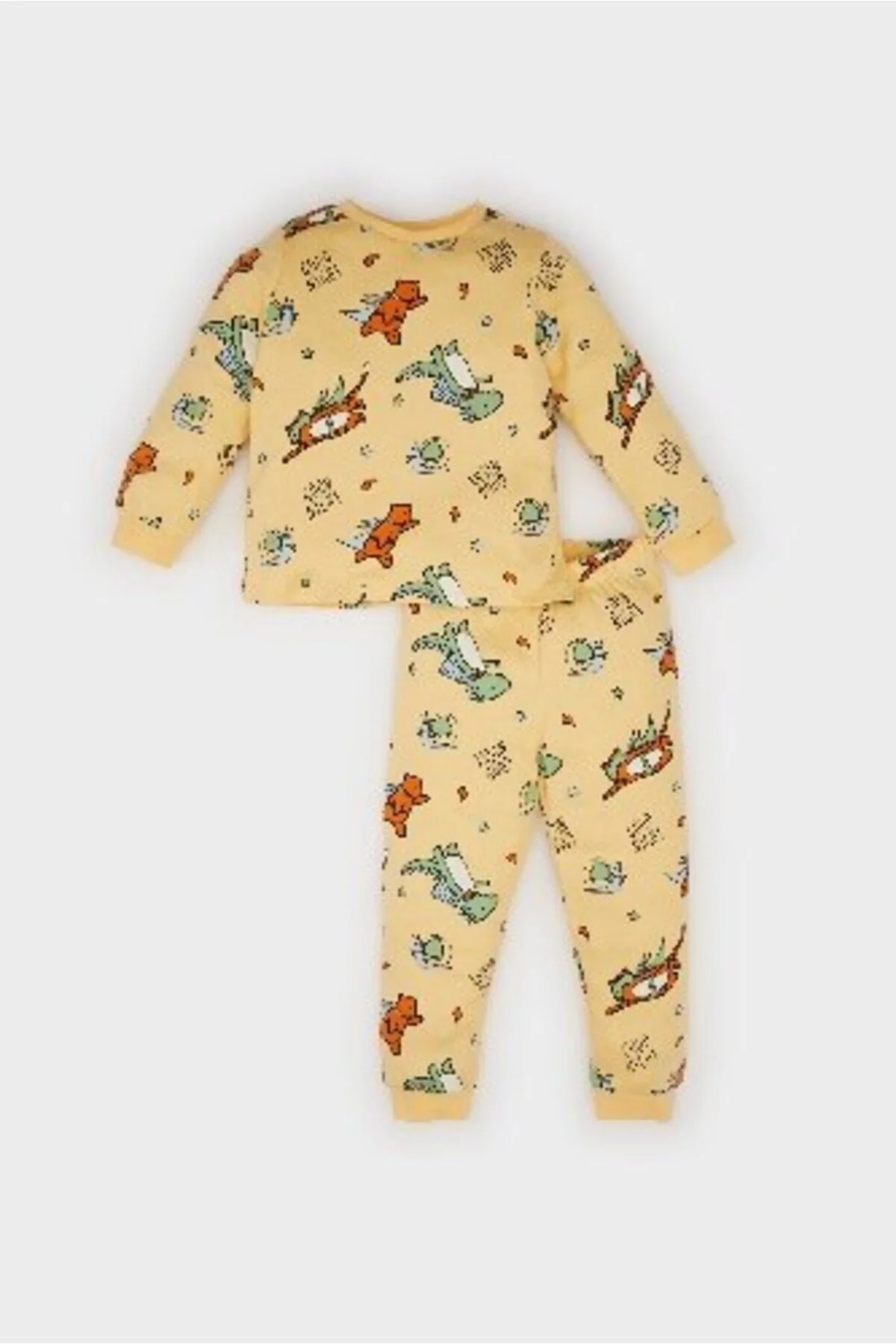 Bild von DeFacto Baby-pyjama-set Für Jungen – Rundhalsausschnitt, Dinosaurier-aufdruck, Lange Ärmel, Elastische Taille, Langer Boden D7143a für Herren - 18–24 Monate