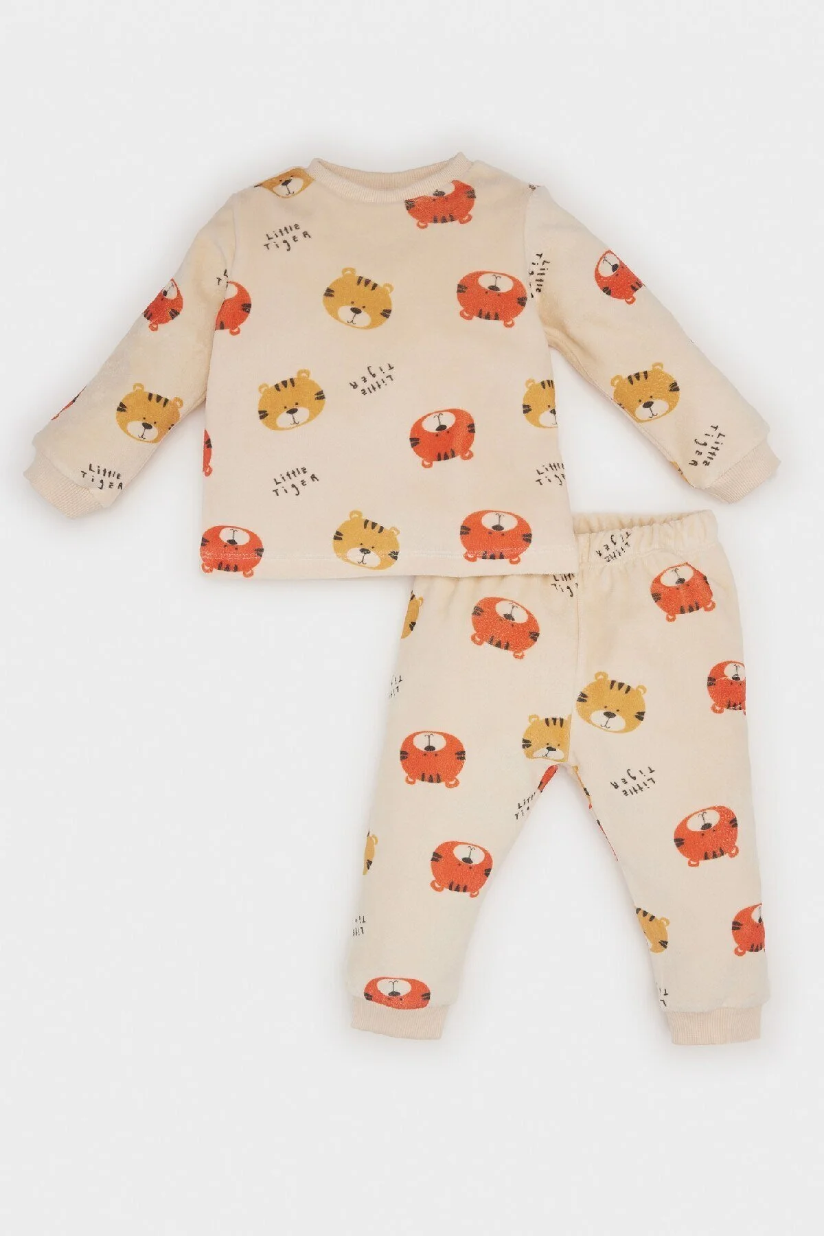 Bild von DeFacto Baby-jungen-pyjama-set – Rundhalsausschnitt, Gemusterter Samt, Lange Ärmel, Ober- Und Unterteil-set für Herren - 18–24 Monate