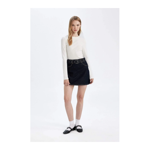 Bild von DeFacto Fashion Fit Jeans-Minirock mit Pale-Effekt für Damen