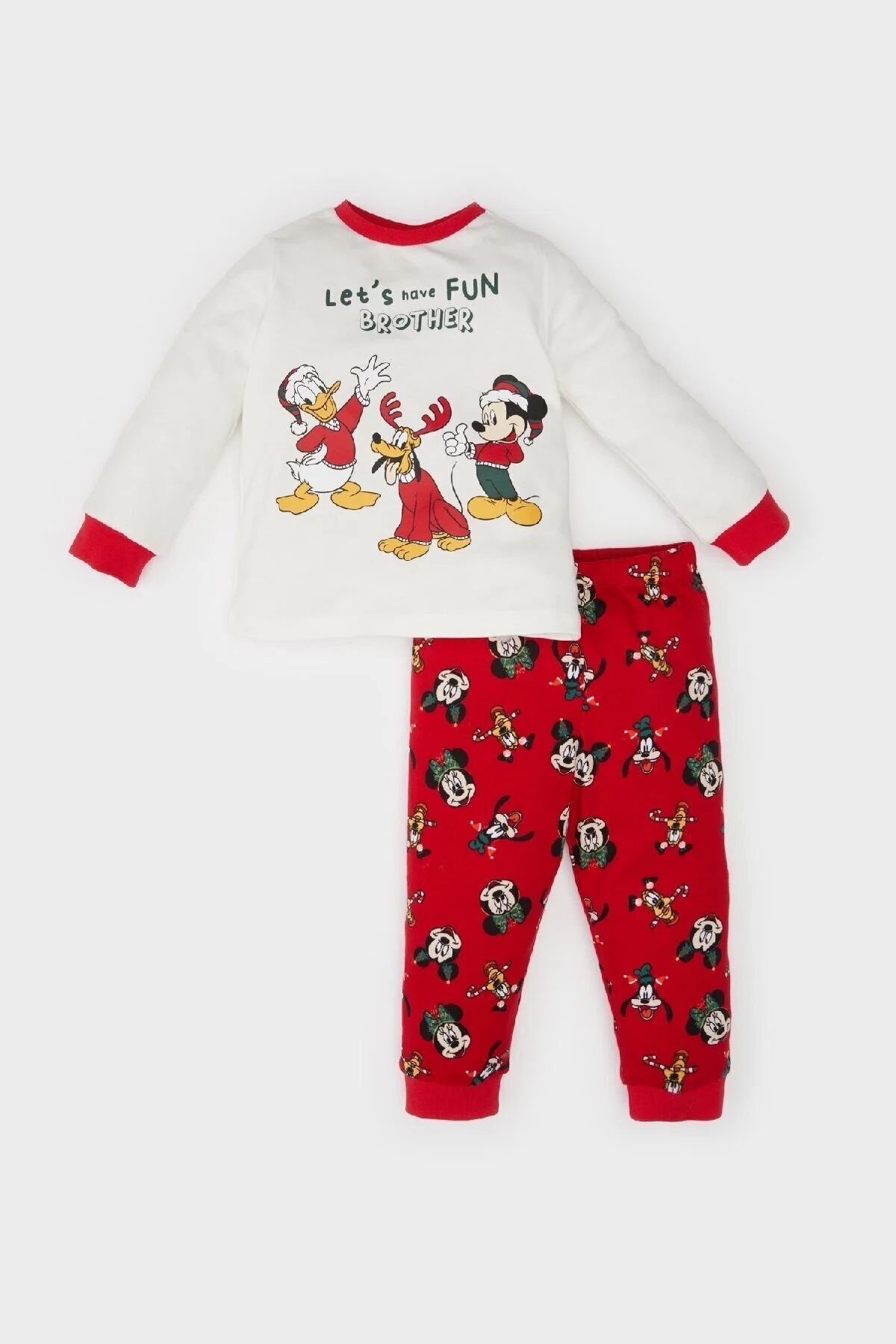 Bild von DeFacto Disney-pyjama-set Für Jungen Mit Mickey- Und Minnie-motiv – Rundhalsausschnitt, Lange Ärmel, Flache Taille für Herren - 9–12 Monate