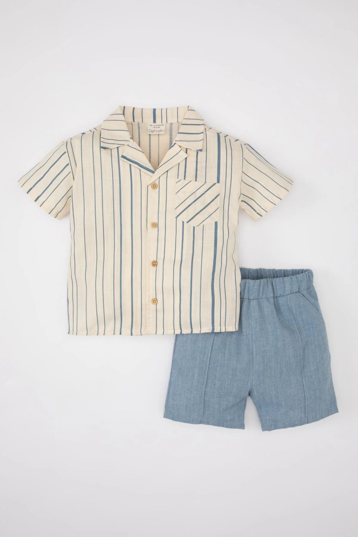 Bild von DeFacto Baby Boy 2 Stück Set Musselin Gestreiftes Hemd Shorts C5250a524sm für Herren - 18–24 Monate