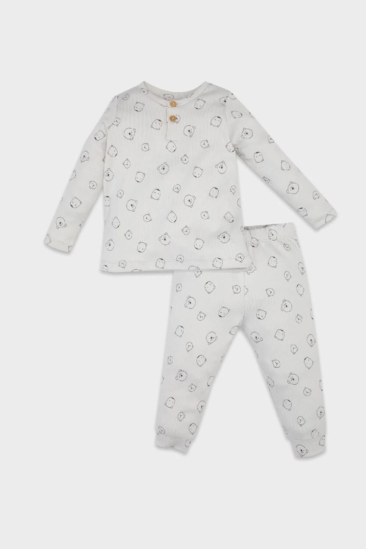 Bild von DeFacto Baby-jungen-pyjama-set Mit Teddybär-muster, Langärmelig, Gerippt, D6808a5ns für Herren - 9–12 Monate
