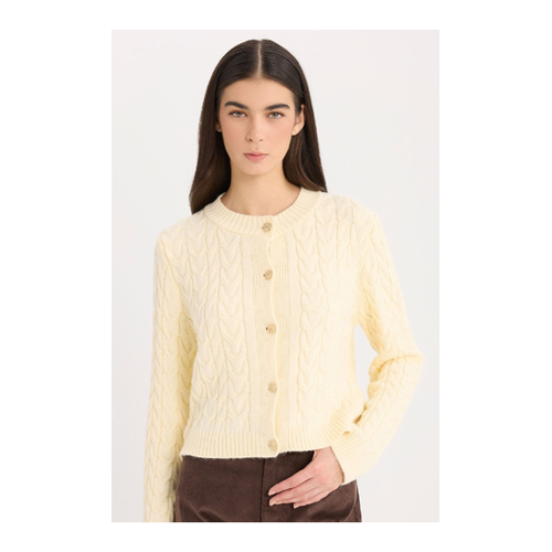 Bild von DeFacto Strickjacke mit Zopfmuster und Rundhalsausschnitt – Knopfverschluss, Normale Passform
