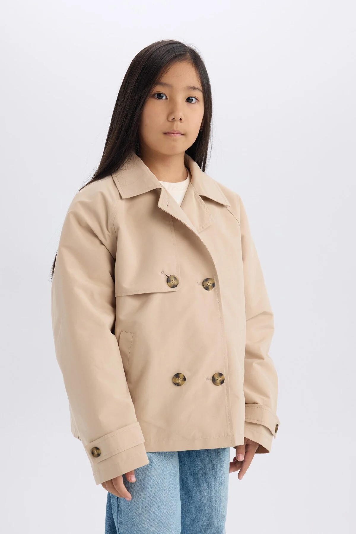 Bild von DeFacto Kurzer Trenchcoat Mit Normaler Passform Und Knöpfen D6938a825sp für Damen - 8–9 Jahre