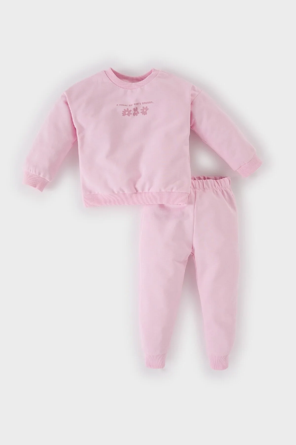Bild von DeFacto Blumendruck-sweatshirt Und Elastische Taillen-jogginghose Für Babys – Rundhalsausschnitt C2504a525sp für Damen - 9–12 Monate