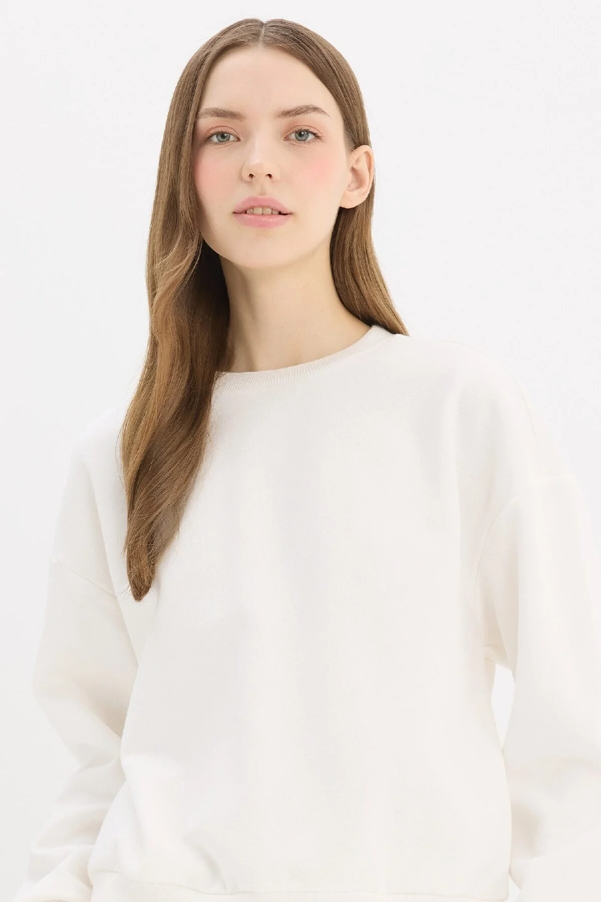 Bild von DeFacto Sweatshirt Weiß Regular Fit für Damen - L