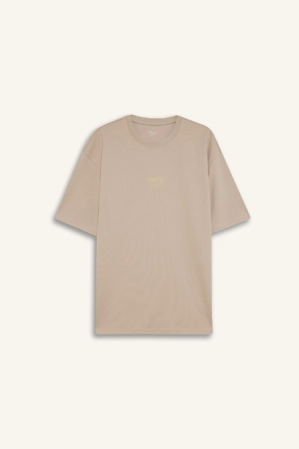 Bild von DeFacto Boxy Fit Rundhalsausschnitt Bedrucktes Kurzarm-t-shirt Aus Schwerem Stoff für Herren - XS