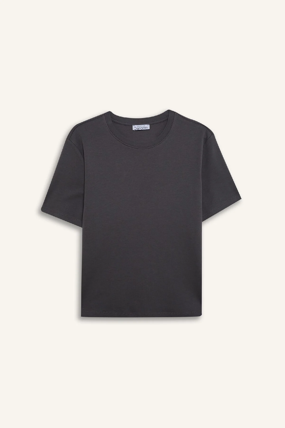 Bild von DeFacto Normale Passform, Rundhalsausschnitt, Einfaches, Gerades, Dickes Stoff-kurzarm-t-shirt D7579ax25sp für Damen - L
