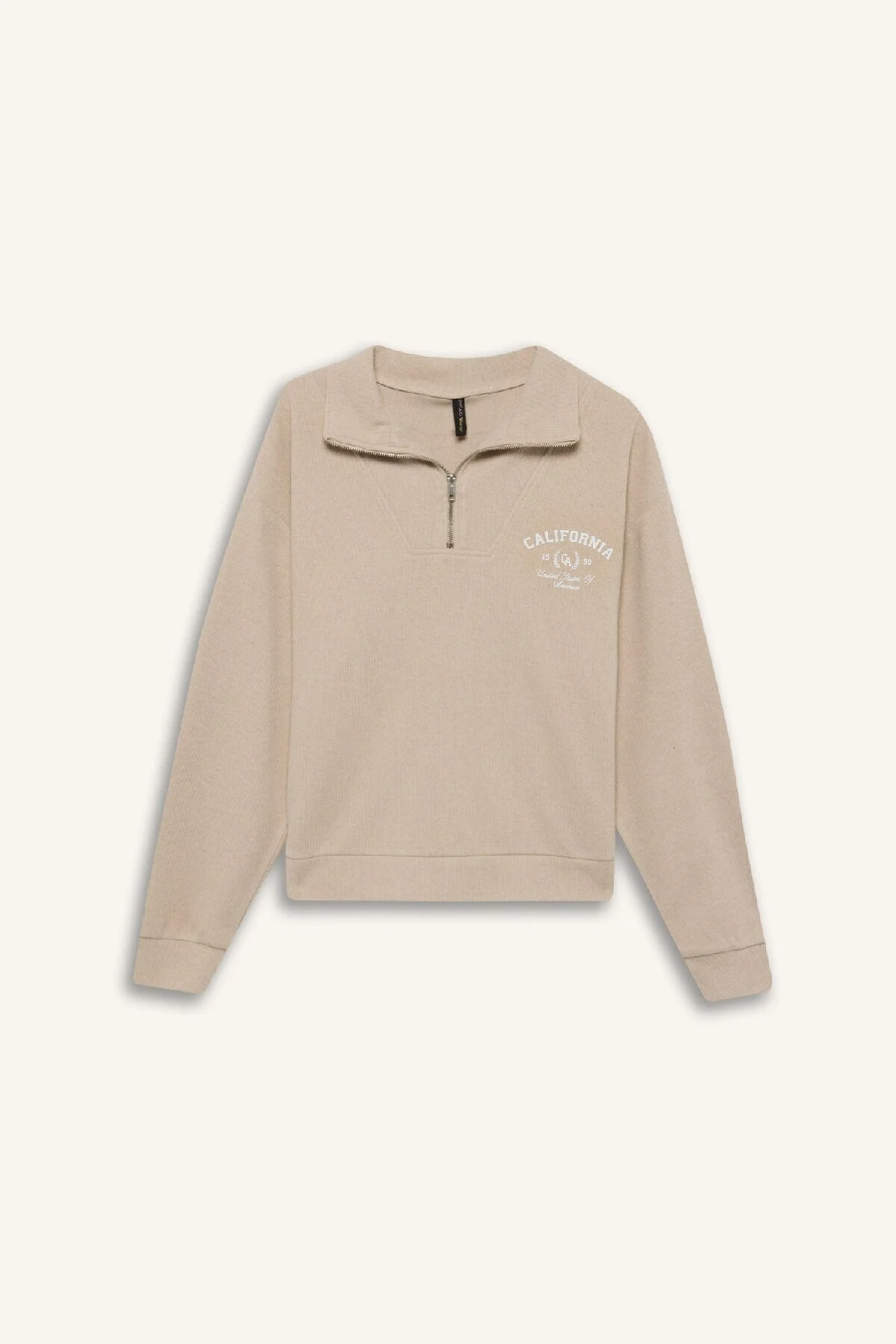 Bild von DeFacto Bedrucktes Sweatshirt Mit Normaler Passform Und Halbem Reißverschluss E1850ax24wn für Damen - L