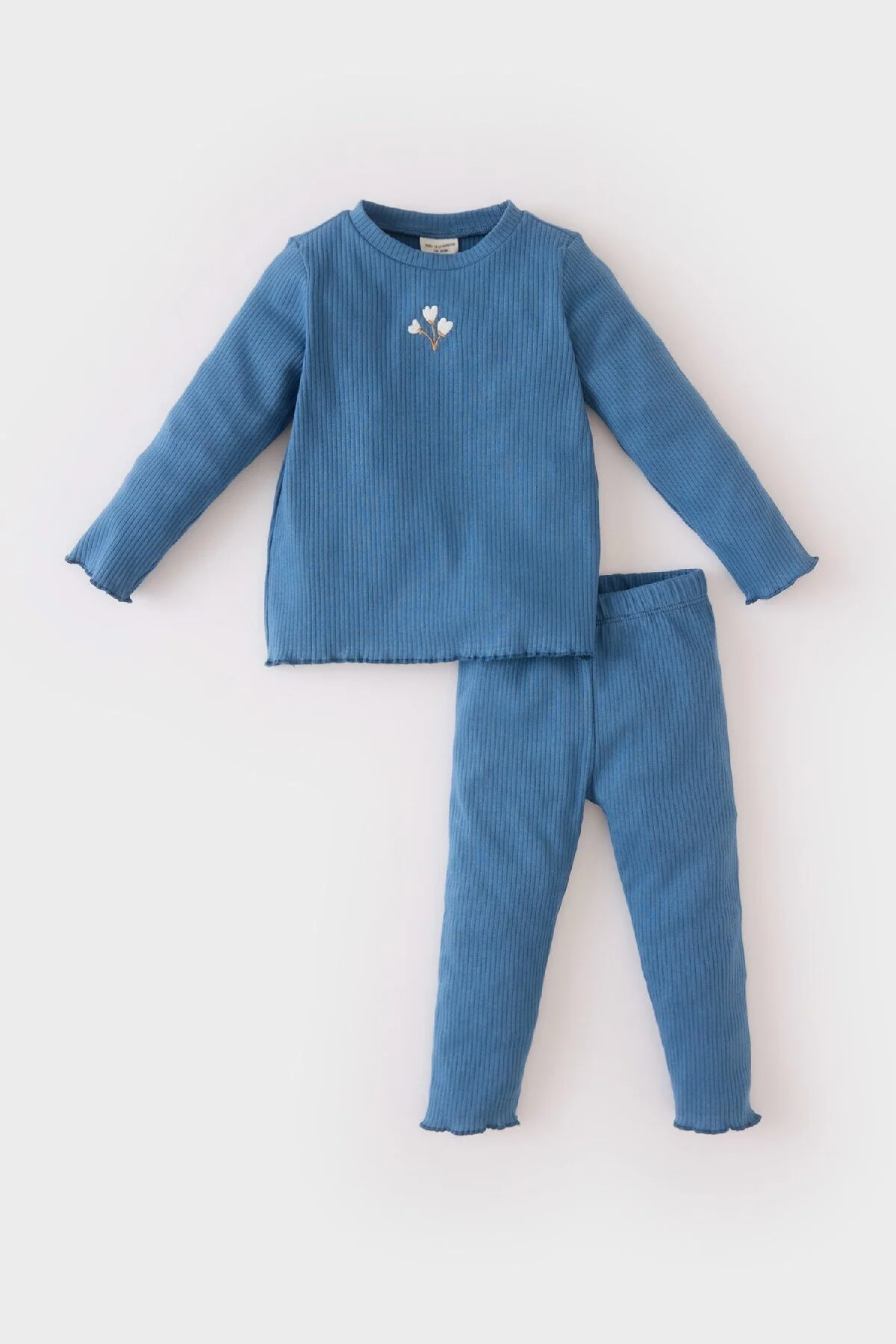 Bild von DeFacto Geripptes, Langärmliges T-shirt Mit Blumenmuster Und Elastischem Bund Für Babys – Y1122a224au für Damen - 9–12 Monate