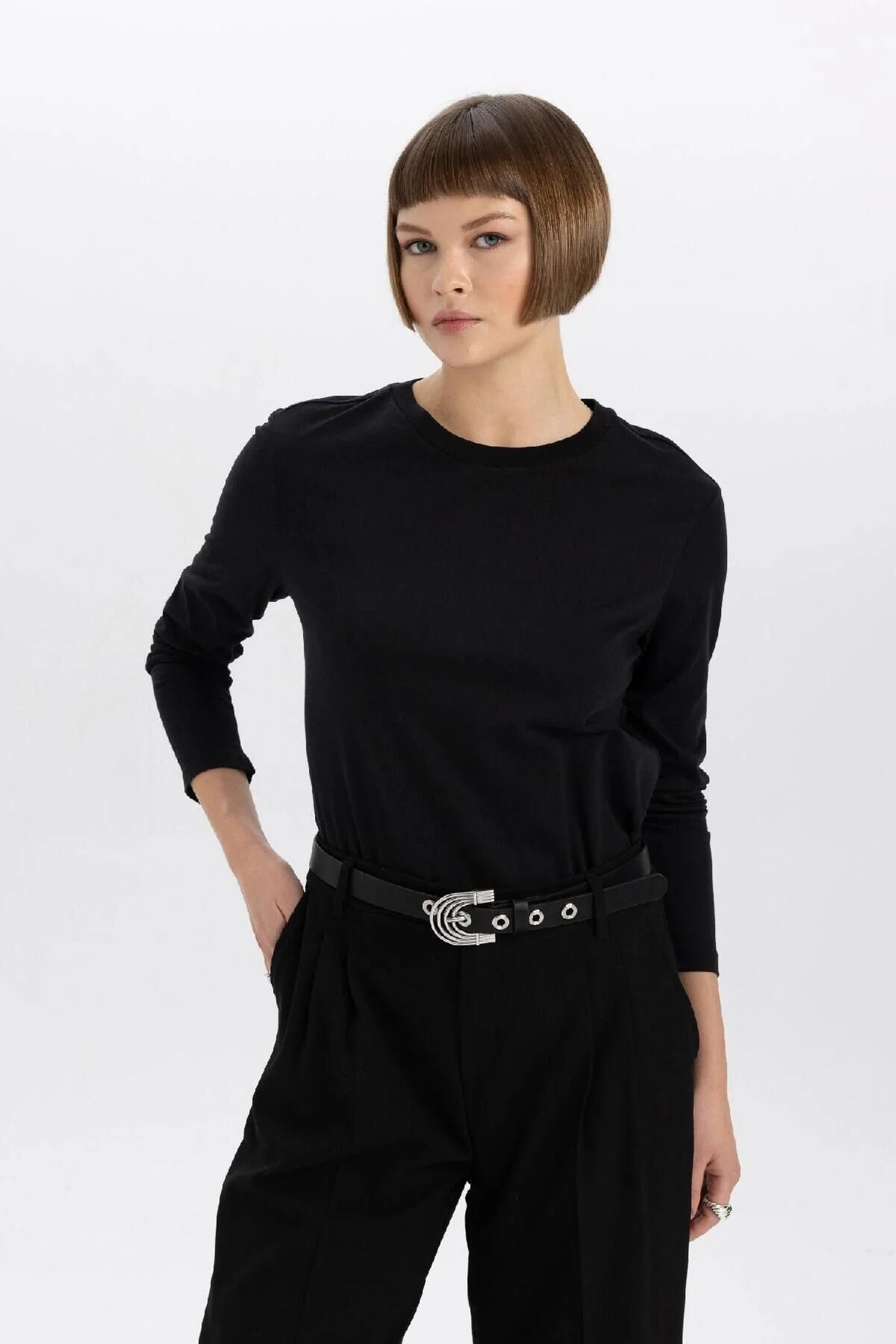 Bild von DeFacto Regular Fit Crew Neck Basic Plain Casual Long Sleeve T-shirt A5028ax24wn für Damen - XL