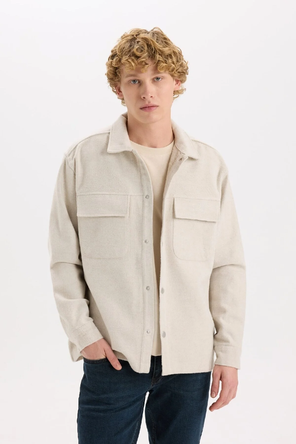 Bild von DeFacto Relax Fit Lumberjack Basic Solid Langarm-hemdjacke für Herren - L