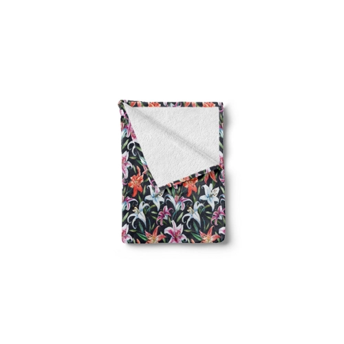 Bild von Wohndecke Gemütlicher Plüsch für den Innen- und Außenbereich, Abakuhaus, Blumen Aquarell Tropical Lilien