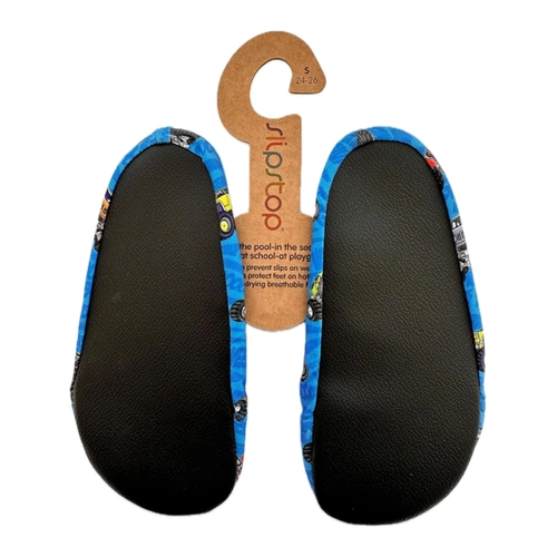 Bild von Slipstop Kinder Zwemschoen XS (21-23) Bogie – Farbe Blau mit Monstertruck-Motiv