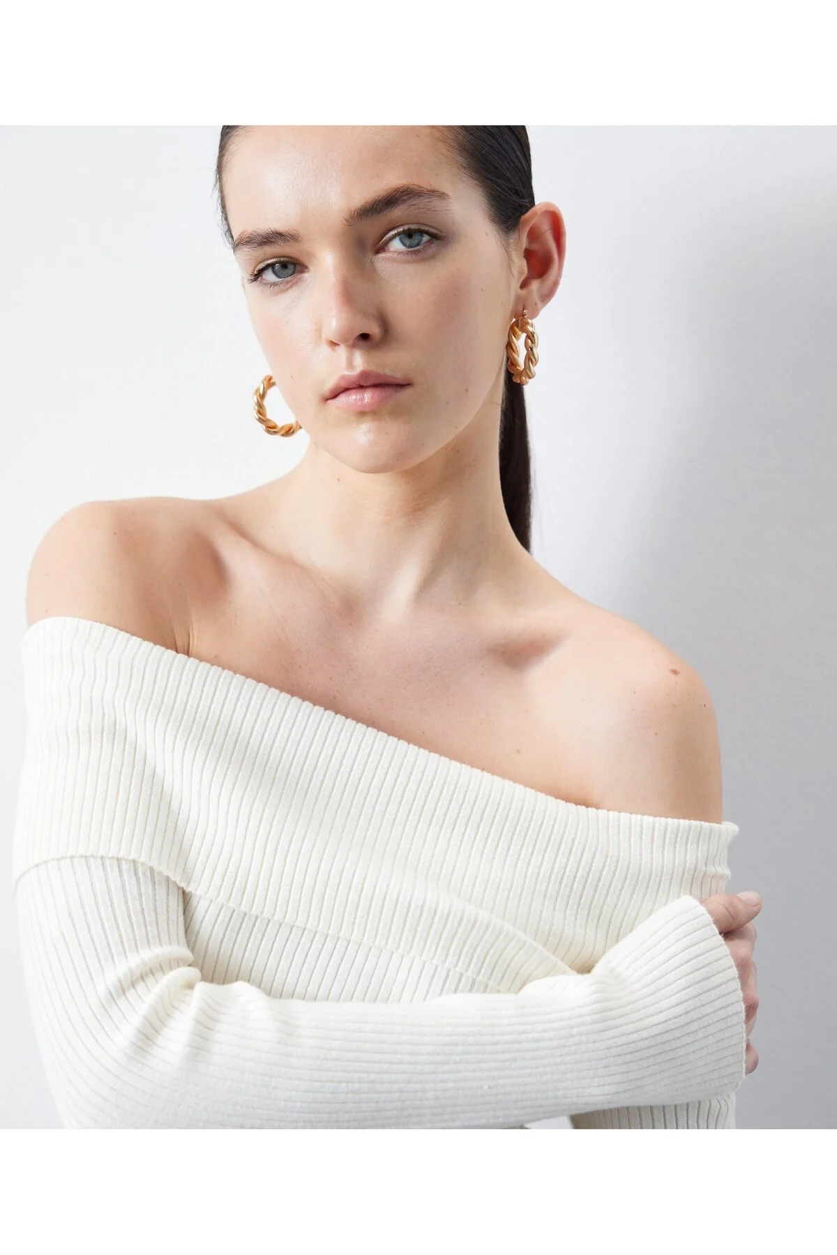 Bild von İpekyol Strickpullover Mit U-boot-ausschnitt für Damen - L