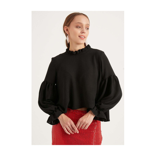 Bild von Stylische Herita Asymmetrische Bluse mit Ballonärmeln für Damen