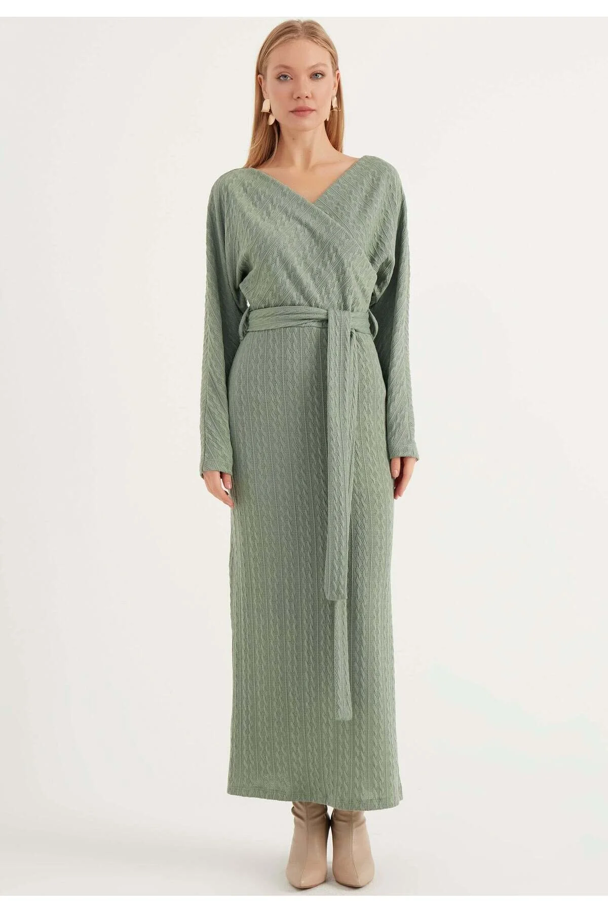 Bild von Herita Langärmliges Kleid Mit Schlitz für Damen - S