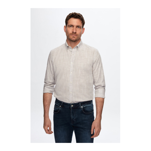 Bild von D'S Damat Nerzfarbenes Slim Fit-Hemd In Leinenoptik für Herren - XL