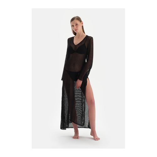 Bild von Dagi Schwarzes Ledernetzkleid für Damen - 36