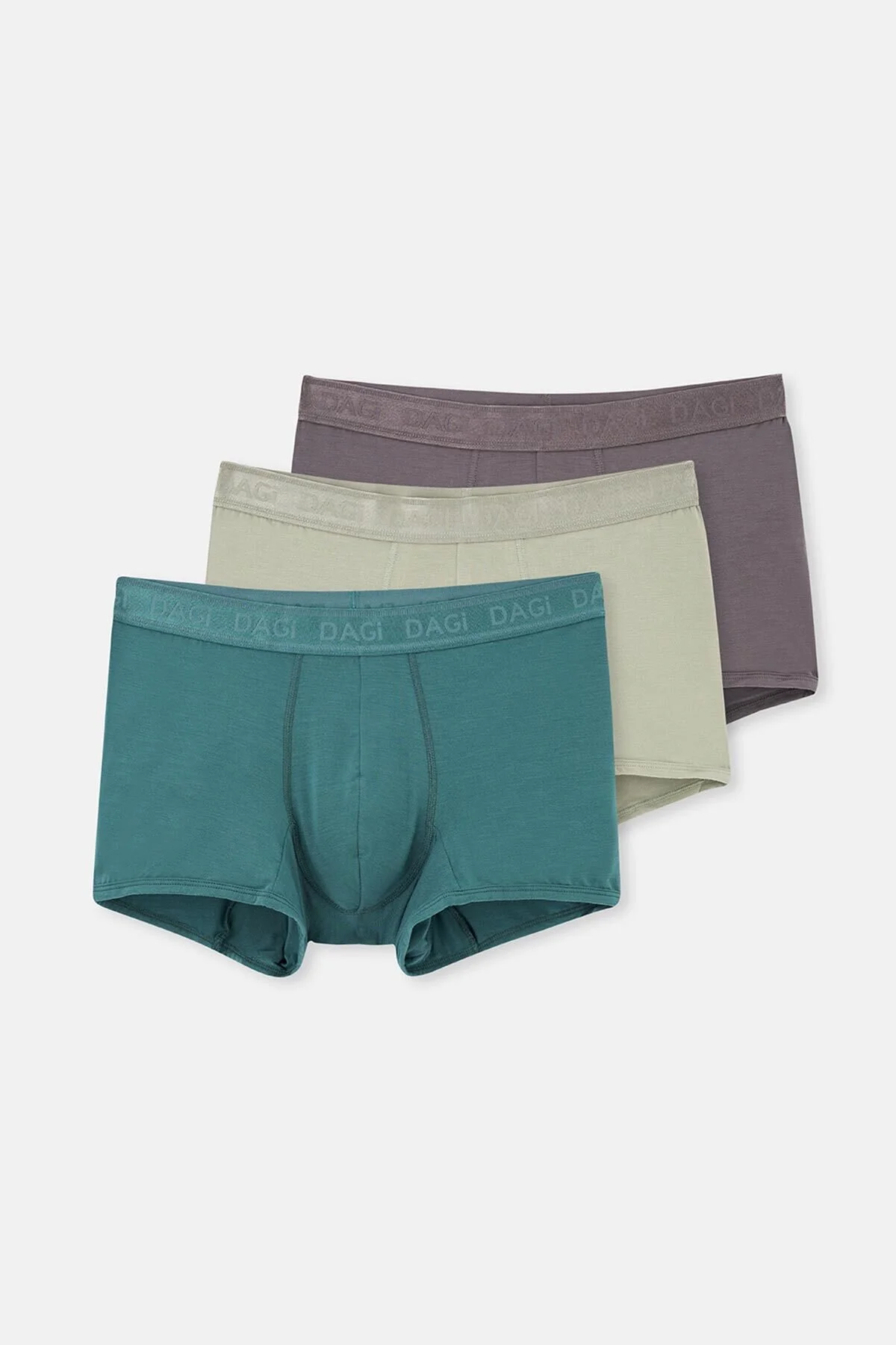 Bild von Dagi Grau-mint-ölgrün 4210 3-teilige Flache Micro-modal-boxershorts für Herren - M