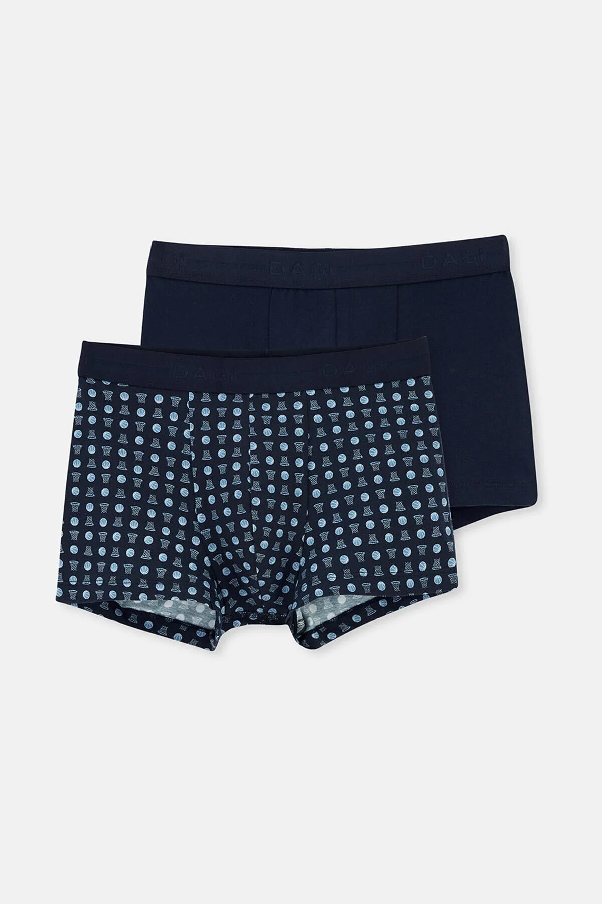 Bild von Dagi Marineblaue 5210 2-teilige Boxershorts Aus Gemusterter Baumwolle für Herren - M