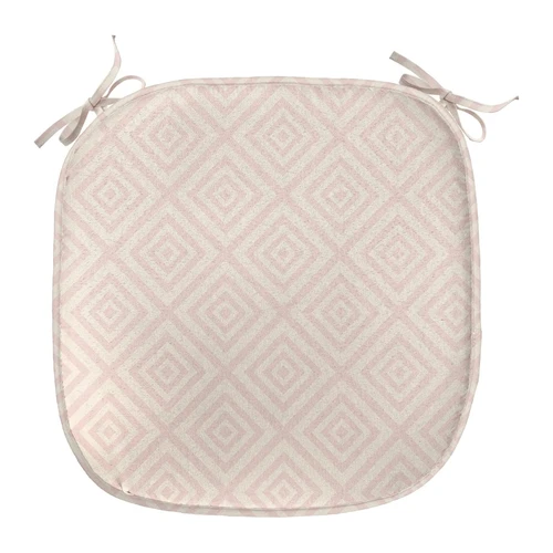 Bild von Abakuhaus Stuhlkissen Dekoratives wasserfestes Kissen mit Riemen für Küchensitze, Shabby Chic Pastell Diamant-Linie, ABAKUHAUS Shabby Flora Polster für Esszimmerstühle, Pastell Diamant-Linie, Dekoratives wasserfestes Kissen mit Riemen für Küchensitze, 40 cm x 40 cm, Pfirsich-Creme