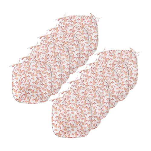 Bild von Abakuhaus Stuhlkissen Dekoratives wasserfestes Kissen mit Riemen für Küchensitze, Koralle Blätter Röschen Petals, ABAKUHAUS Blumen Polster für Esszimmerstühle, Blätter Röschen Petals, Dekoratives wasserfestes Kissen mit Riemen für Küchensitze, 40 cm x 40 cm-12er Pack, Koralle