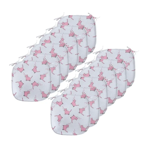 Bild von ABAKUHAUS Katzenliebhaber Polster für Esszimmerstühle, Romantische rosa Kätzchen, Dekoratives wasserfestes Kissen mit Riemen für Küchensitze, 40 cm x 40 cm-12er Pack, Pale Grau Rosa, Abakuhaus Stuhlkissen Dekoratives wasserfestes Kissen mit Riemen für Küchensitze, Katzenliebhaber Romantische rosa Kätzchen