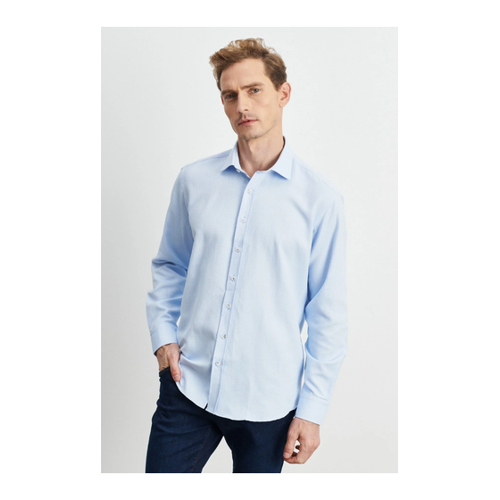 Bild von ALTINYILDIZ CLASSICS Hellblaues Comfort-fit-dobby-hemd für Herren - XL