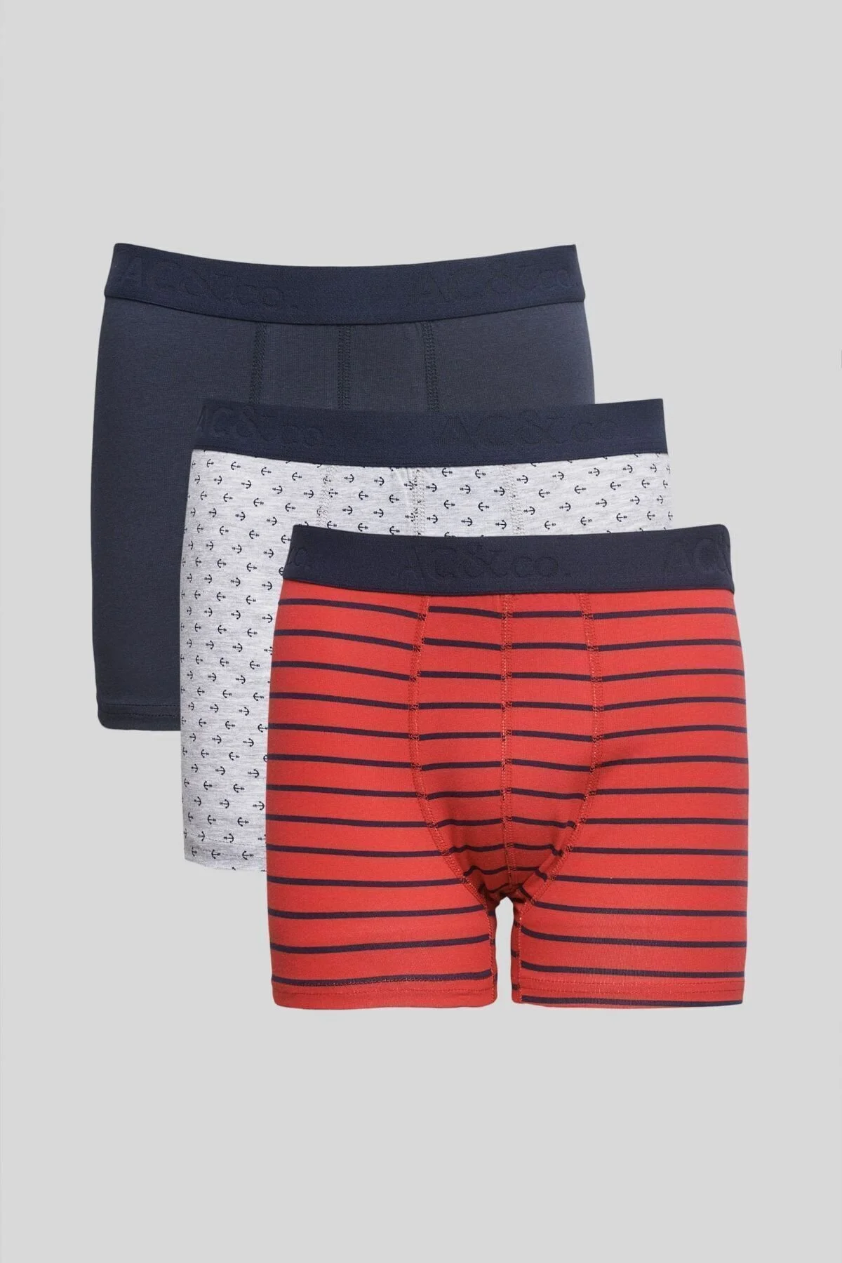 Bild von AC&Co / Altınyıldız Classics 3er-pack Flexible Baumwoll-boxershorts In Marineblau Und Rot für Herren - 2XL