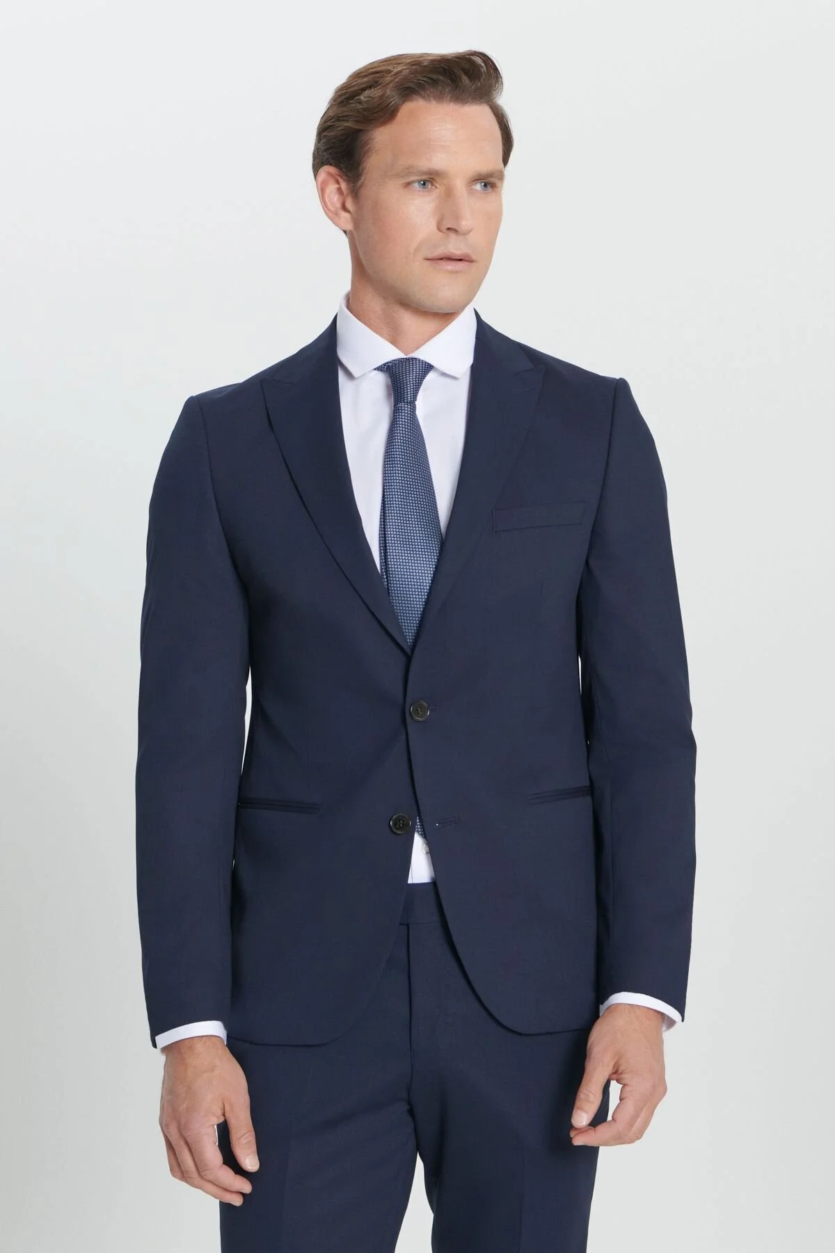 Bild von ALTINYILDIZ CLASSICS Marineblauer Anzug Mit Extra Schmaler Passform, Schmaler Passform Und Schwalbenkragen für Herren - 46-6 Drop