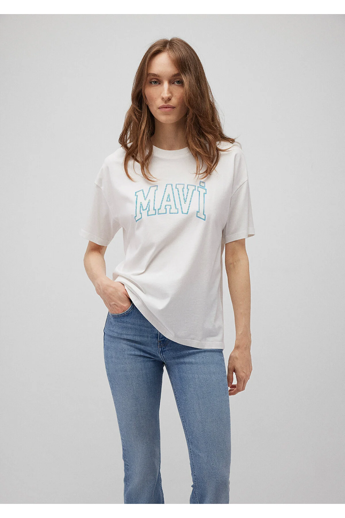 Bild von Mavi Weißes T-shirt Mit Logo-print, Reguläre Passform / Normaler Schnitt -81964 für Damen - L