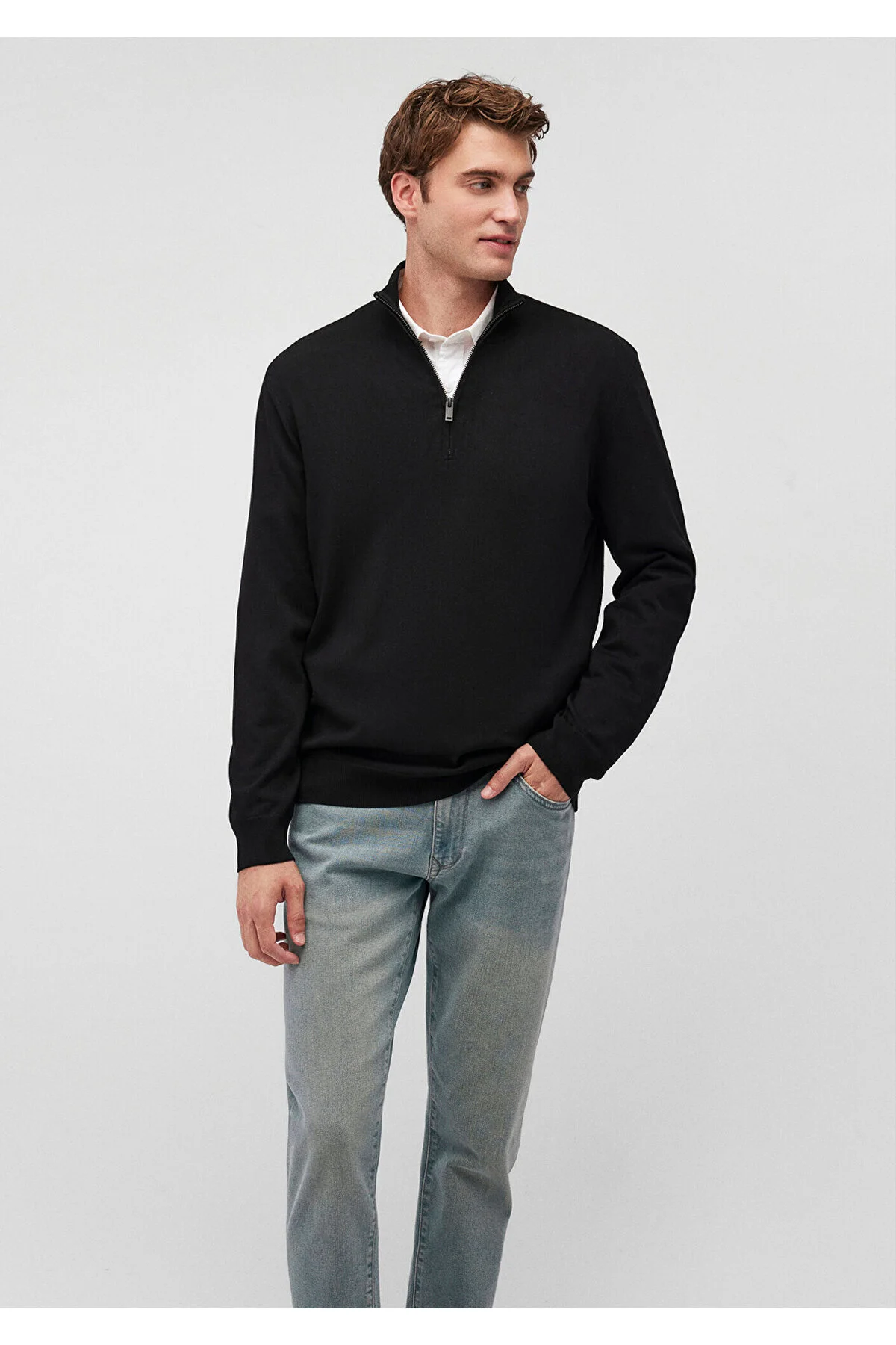 Bild von Mavi Schwarzer Pullover Mit Halbem Reißverschluss für Herren - XS