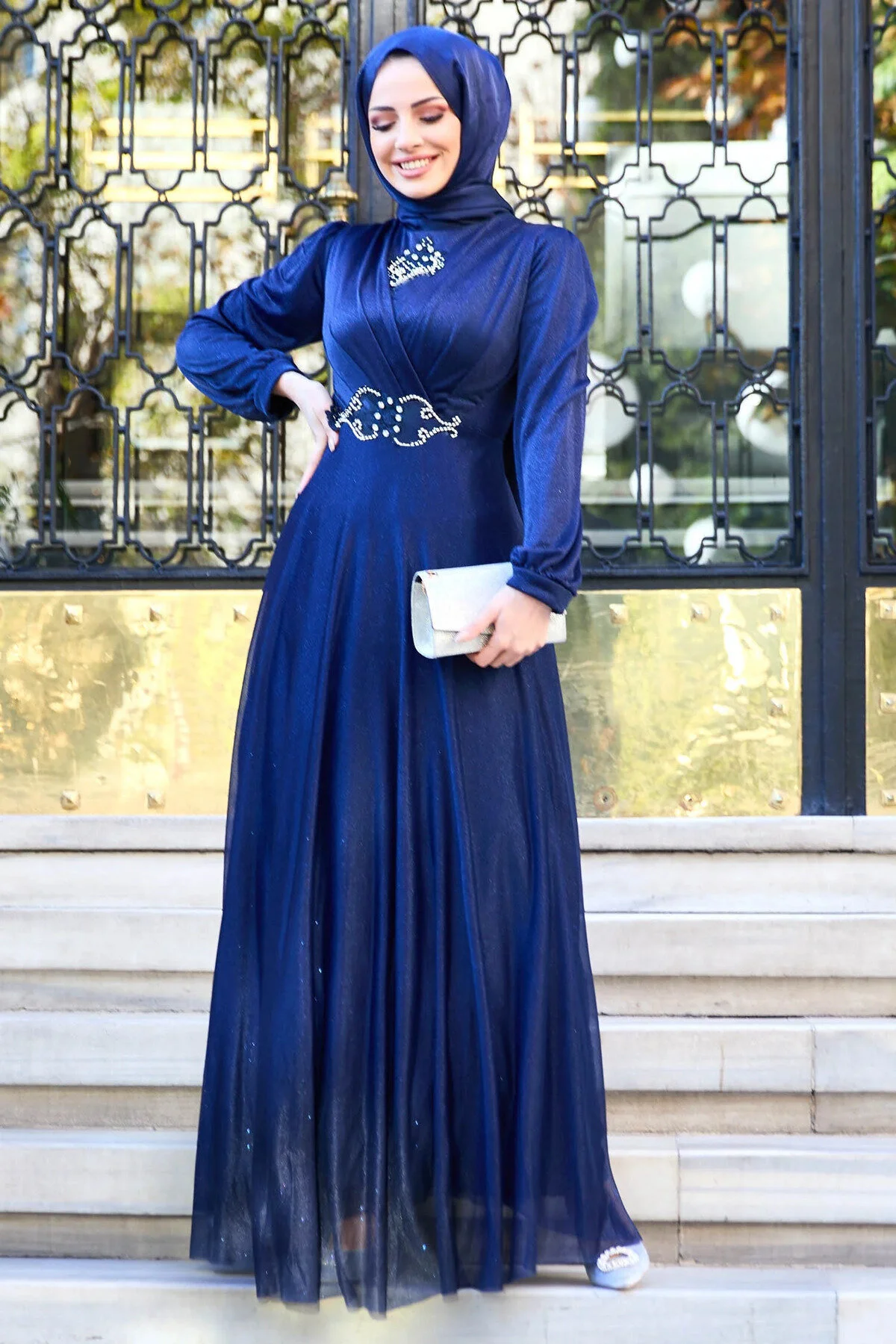 Bild von TOFİSA -marineblaues Abendkleid für Damen - 40