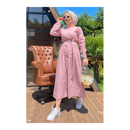 Bild von TOFİSA Modest Fashion Kleid Rosa A-linie für Damen - Größe 42