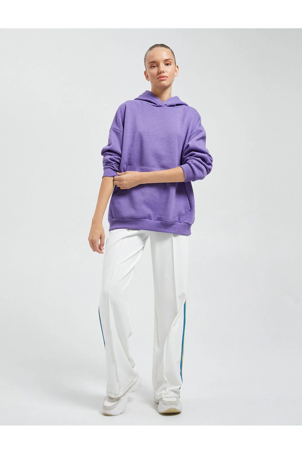 Bild von Koton Oversize-sweatshirt Mit Kapuze, Gerippt, Kängurutasche, Gerippt für Damen - M