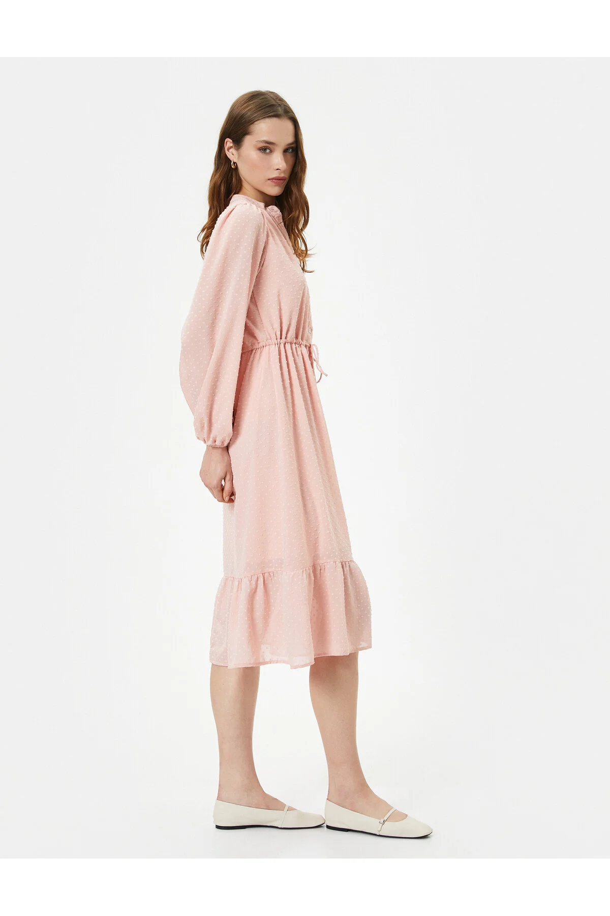 Bild von Koton Langes Kleid Mit Ballonärmeln Und Geknöpftem Kragen für Damen - 48