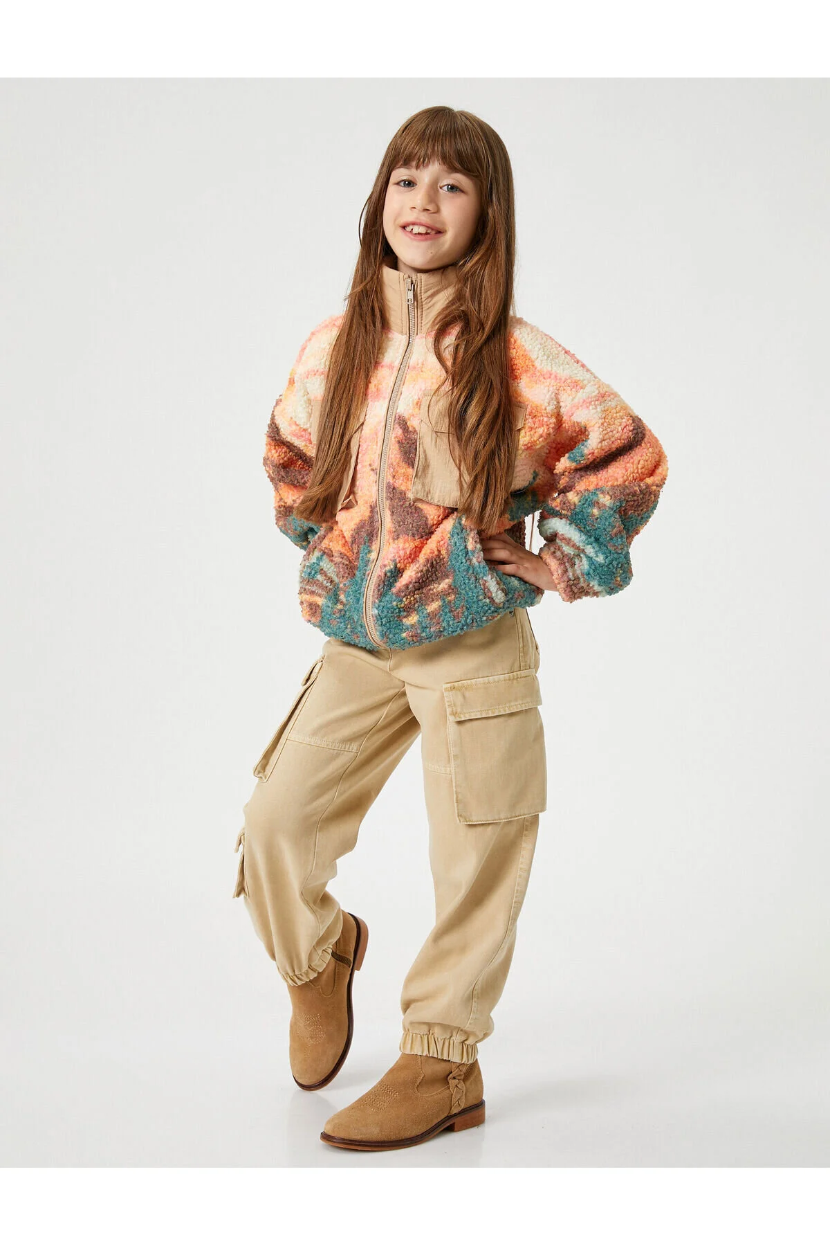 Bild von Koton Cargo-jogger-jeans, Baumwolle, Pattentasche, Detailliert für Damen - 6–7 Jahre