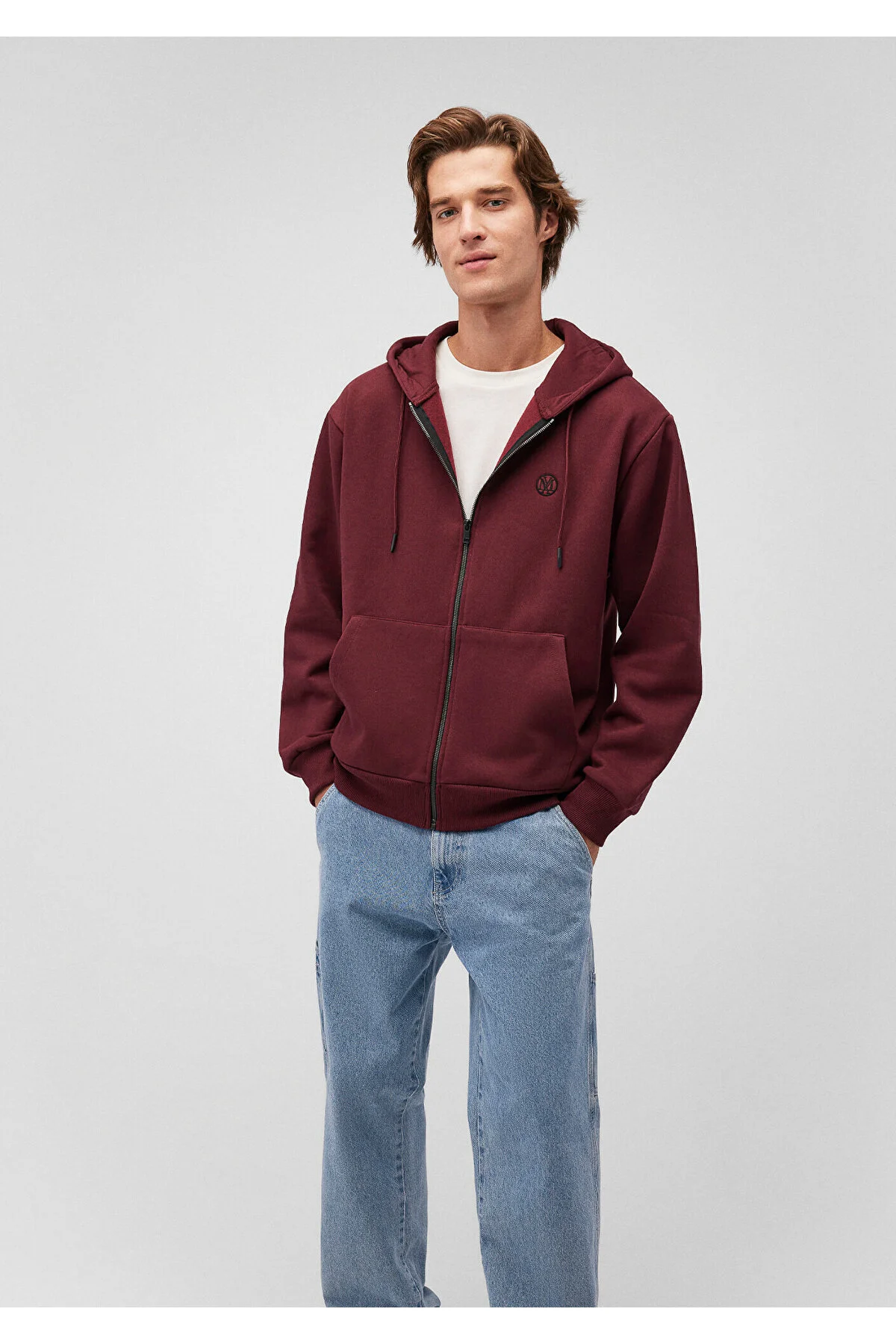 Bild von Mavi Claret Red Basic-sweatshirt Mit Kapuze Und Reißverschluss -70426 für Herren - S